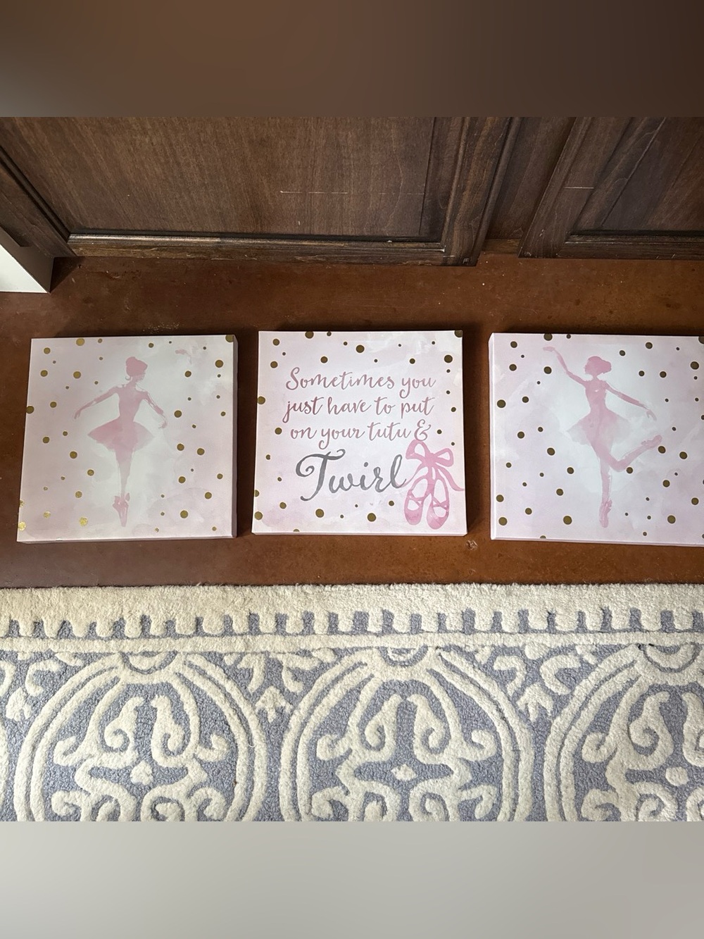 Pink Ballet Wall Art Trio by